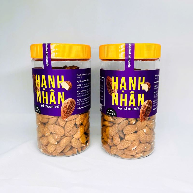 Hạnh Nhân Tách Vỏ Nướng Mộc Hộp 500gr